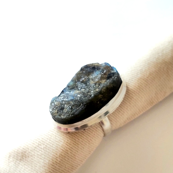 Hand Crafted Natural Labradorite 925 Sterling Silver Ring, Size 8.5, NWT - Picture 3 of 15